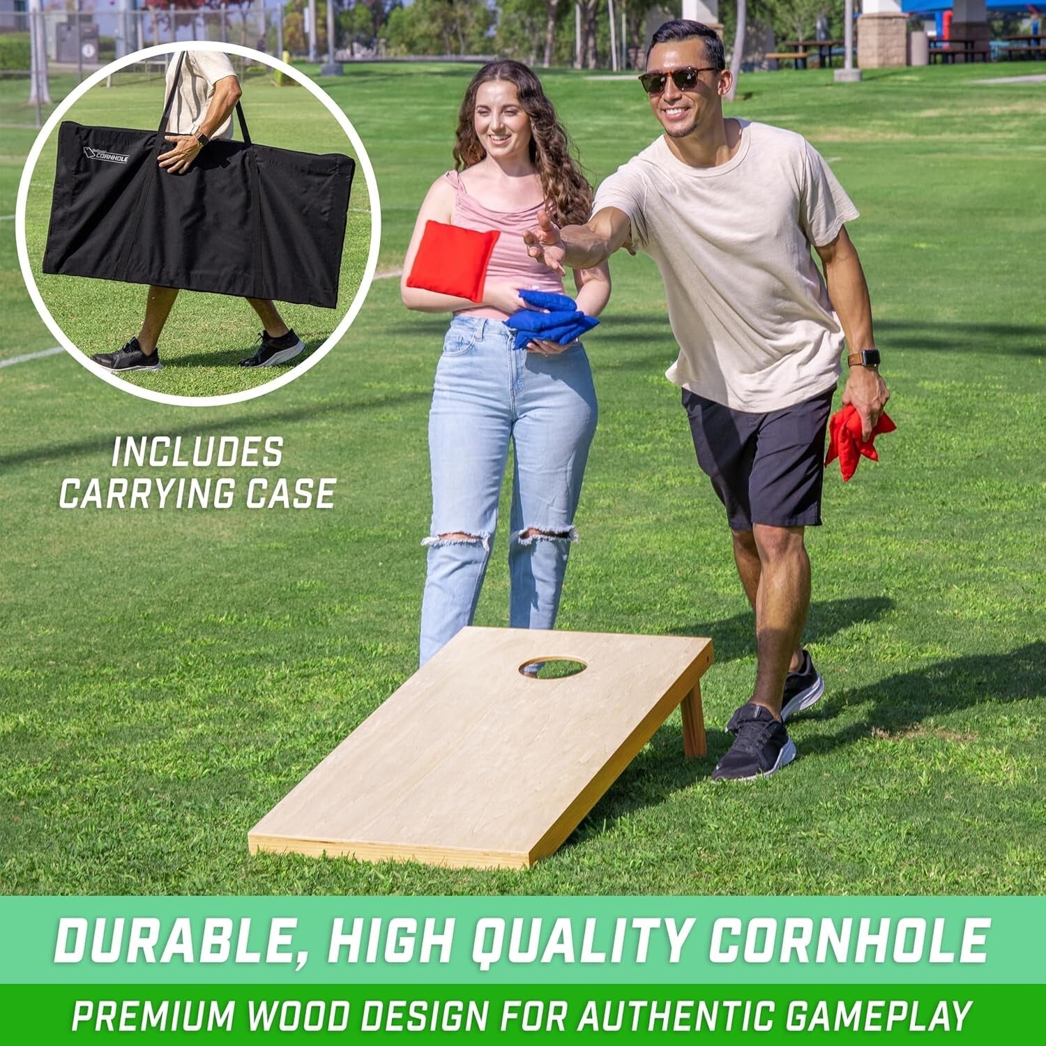Authentic Regulation Cornhole Game Boards - Solid Wood with All-Weather Bags