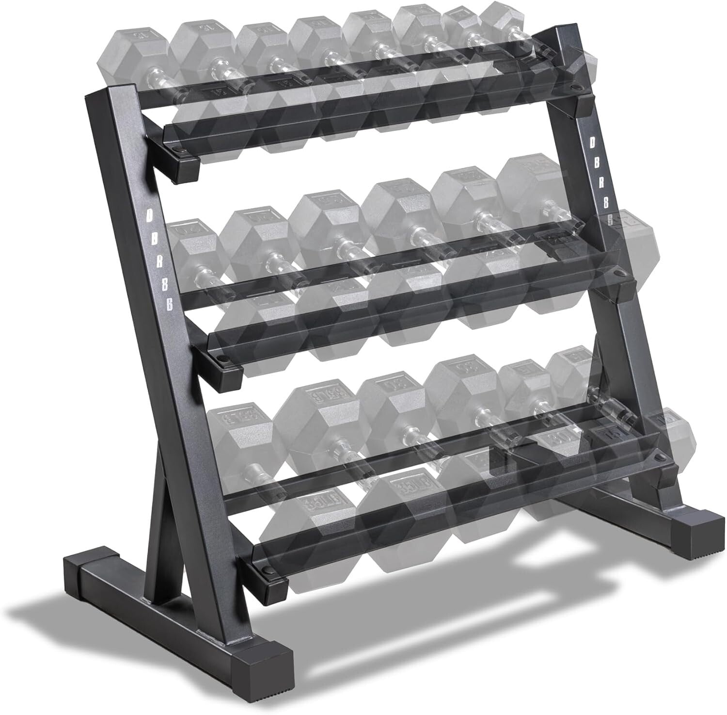 Durable Powder-Coated 3-Tier Weight Rack for Dumbbells and Kettlebells, Black