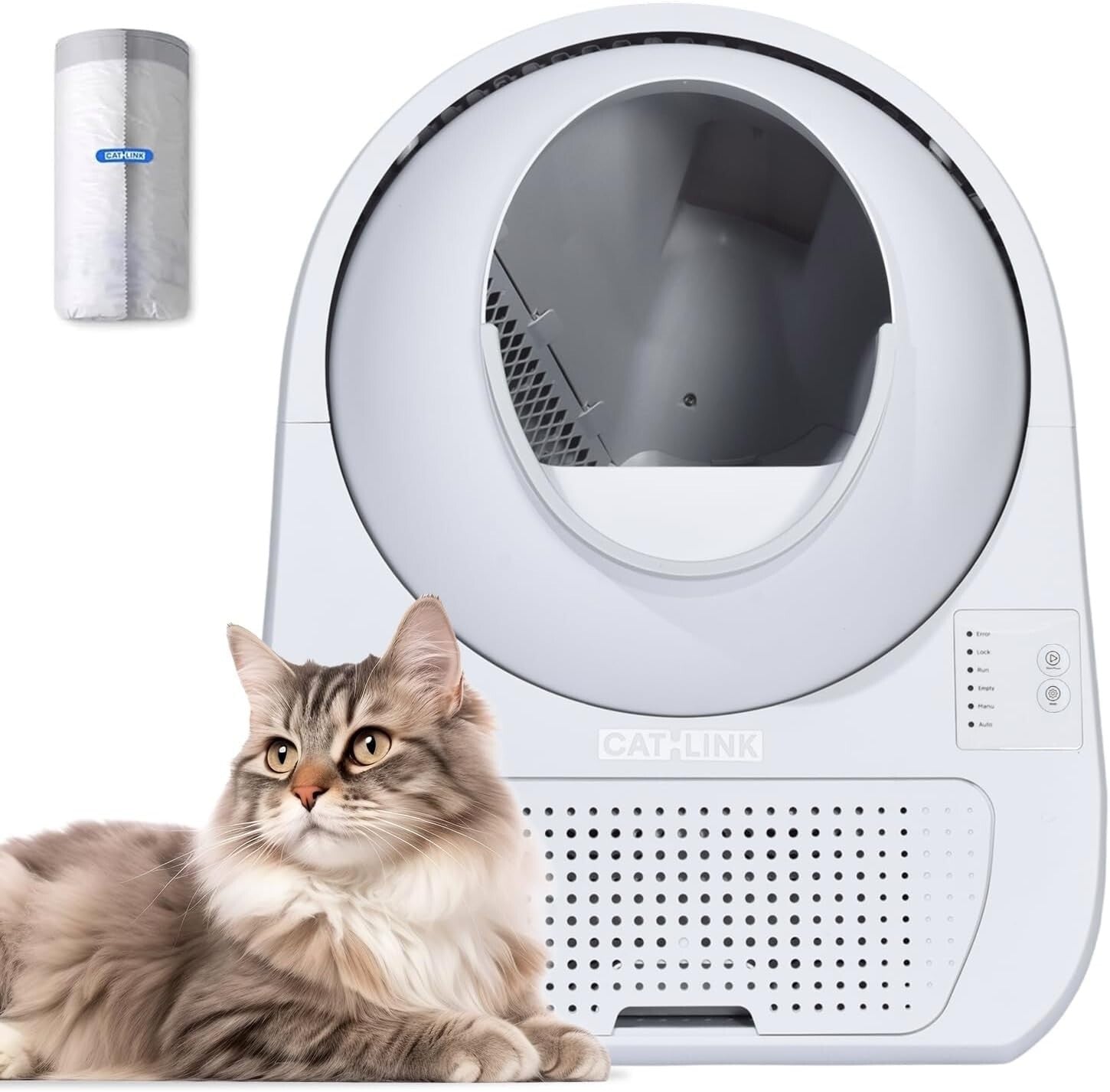 Ultimate Self-Cleaning Litter Box for Multiple Cats - Safe, Convenient, White