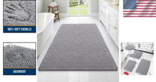 Load image into Gallery viewer, Grey Chenille Bath Mat 70" x 46" - Fluffy, Quick Dry, Machine Washable Accessory