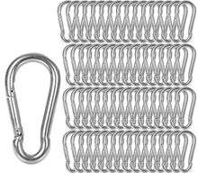 Load image into Gallery viewer, 60-Pack Heavy-Duty Galvanized Steel Carabiner Clips, 500Lbs Capacity – M8 Hook
