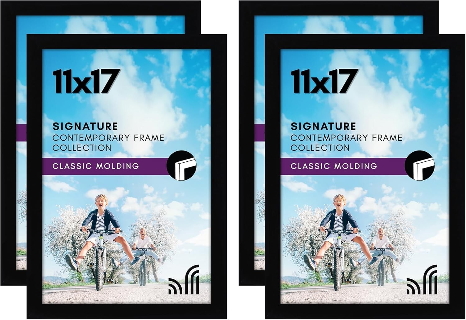 Gallery Style Black Picture Frames 11x17 with Durable Engineered Wood - 4 Pack