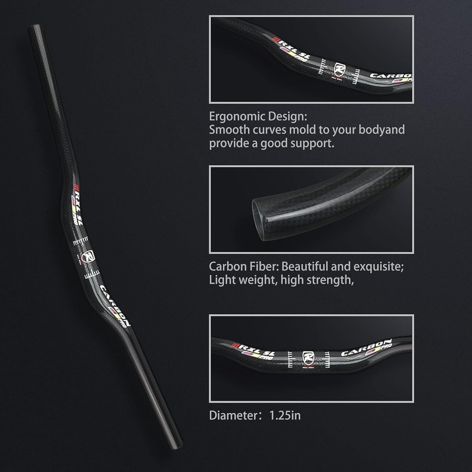 Durable & Lightweight Carbon Fiber MTB Handlebar 680-760mm Riser/Flat Options