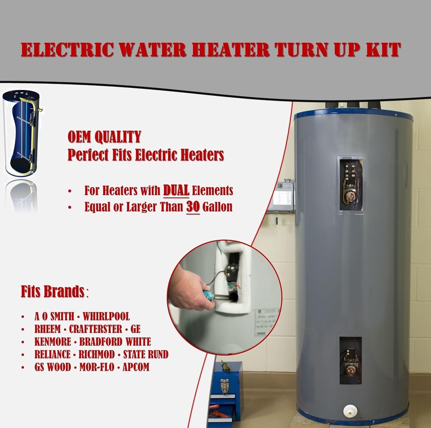 Electric Water Heater Tune-Up Kit: 4500W Elements & Interchangeable Thermostats