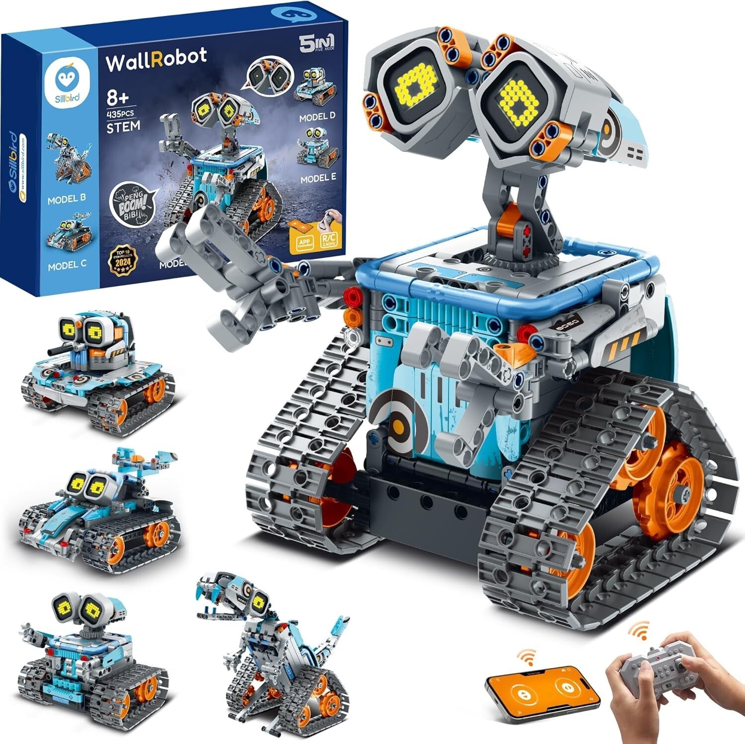 5-in-1 Robot Building Kit with Remote Control - STEM Gift for Boys Aged 8-12