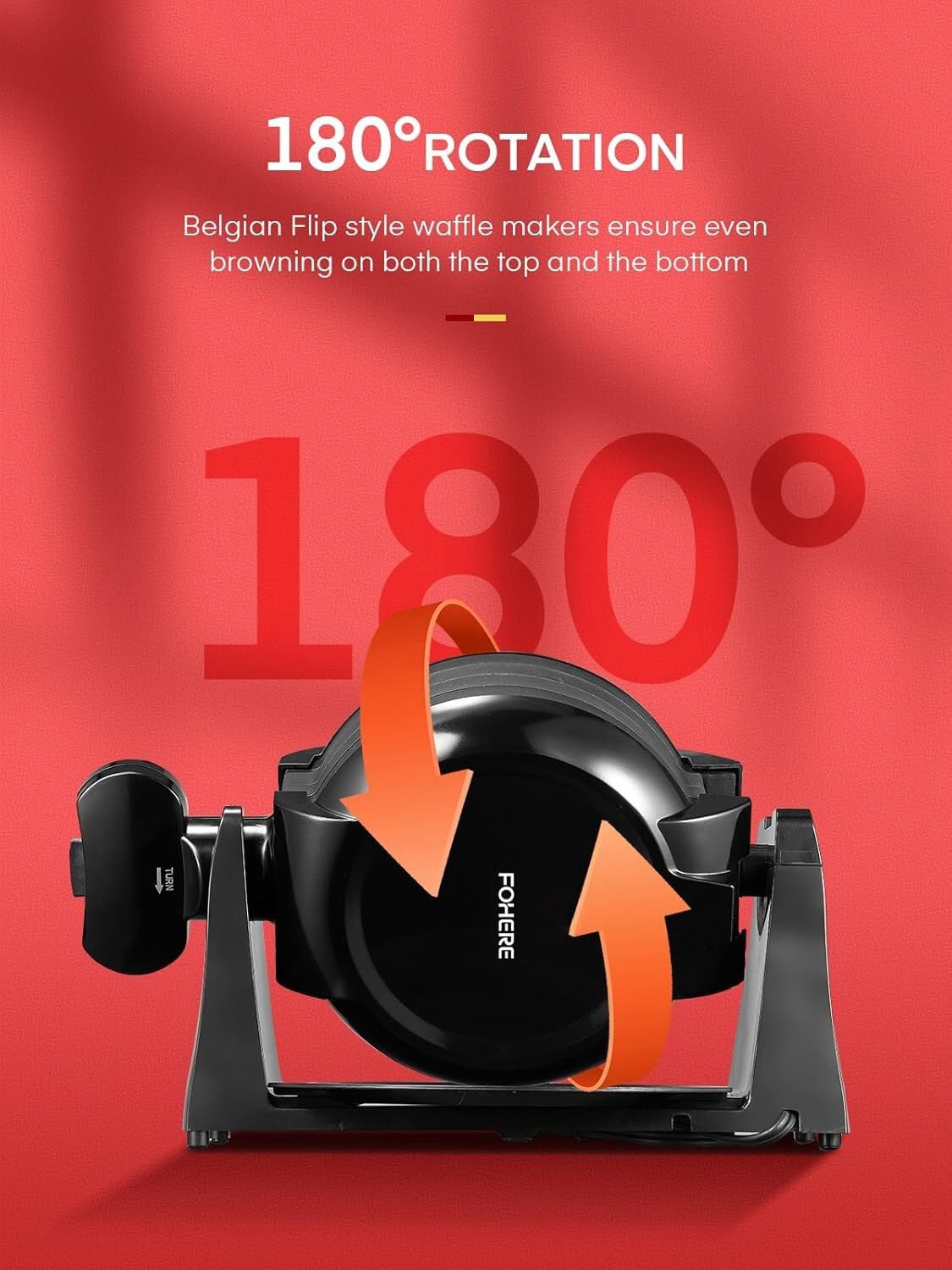 Double-Sided 180° Flip Waffle Maker - Nonstick Plates & Removable Drip Tray