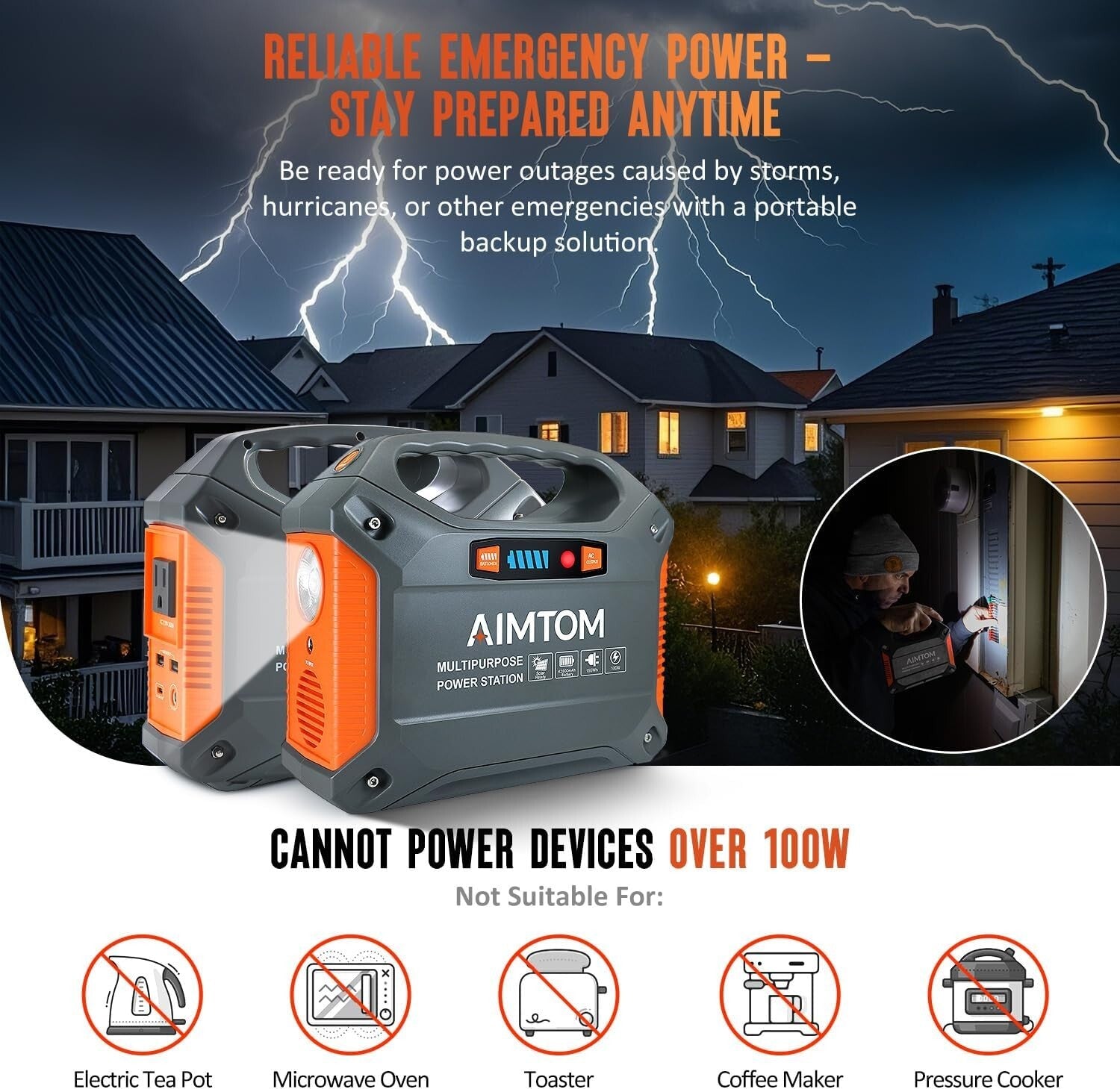 155Wh Portable Power Station - Lightweight Lithium Battery with Solar Charging