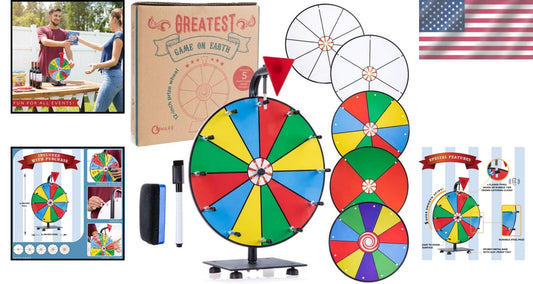 Interactive 12" Prize Wheel - Carnival Game with Dry Erase Faces & Marker Set