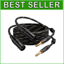 Load image into Gallery viewer, Premium 25ft XLR Male to 1/4 Inch TRS Cable - 2-Pack with Gold-Plated Connectors