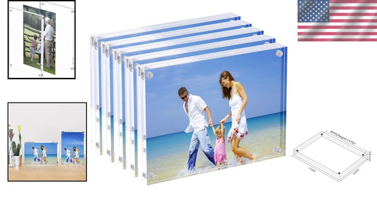 5x7 Acrylic Photo Frame Set - Elegant Magnetic Double-Sided Display (5 Pack)