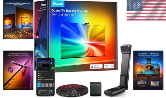 Multicolor RGBICW TV Backlight, 16.4ft with Voice Control & Fish-Eye Correction