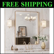 Load image into Gallery viewer, 24''X32'' Gold Bathroom Mirror with Anti-Rust Brushed Frame, Mounts Horizontally