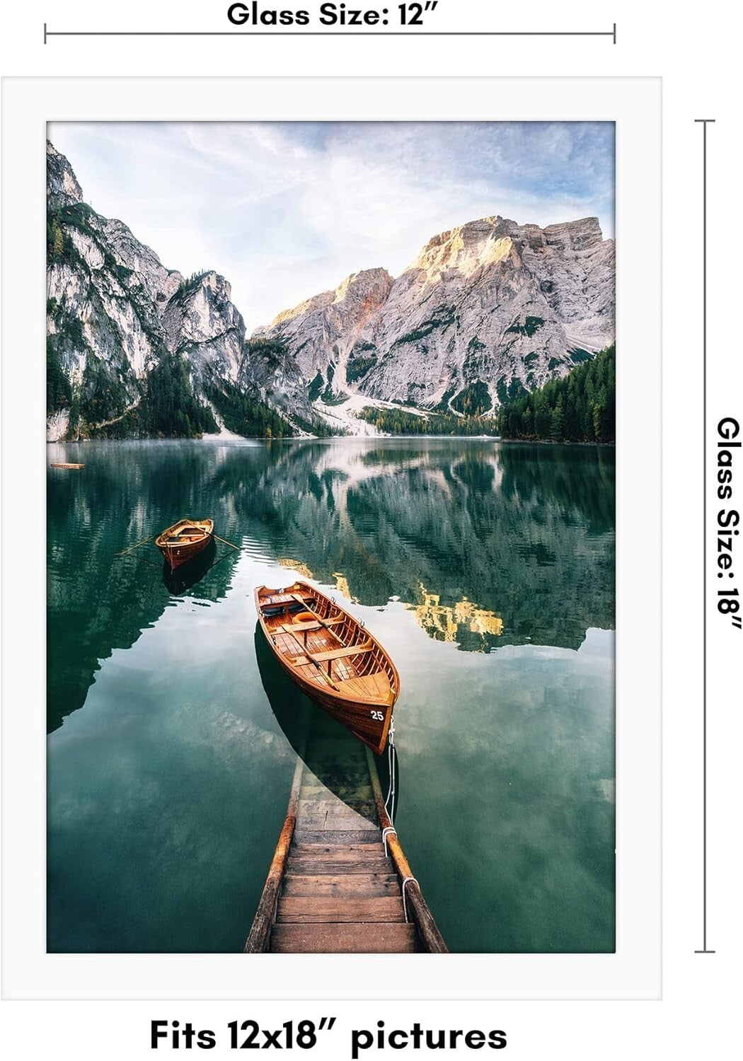 Versatile 12x18 Wall-Mount Photo Frame with White Finish - Horizontal & Vertical