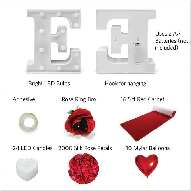 Complete Engagement Decor Kit with Red Carpet, Lights, and Romantic Flowers
