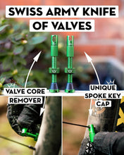 Load image into Gallery viewer, X Chris King Tubeless Valves with Integrated Spoke Key - Lightweight &amp; Durable