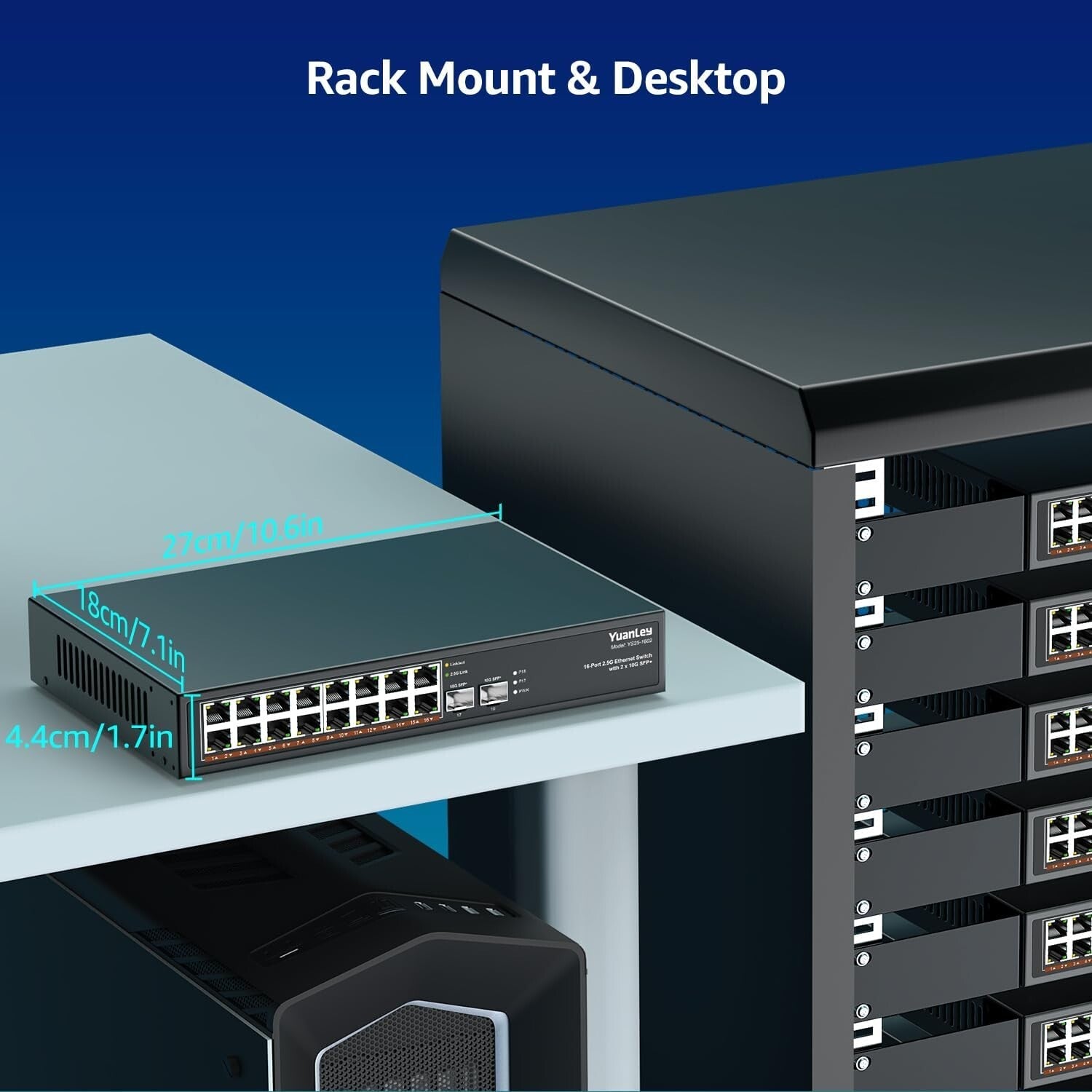 2.5G Unmanaged Network Switch with 18 Ports - Metal, Plug and Play Convenience
