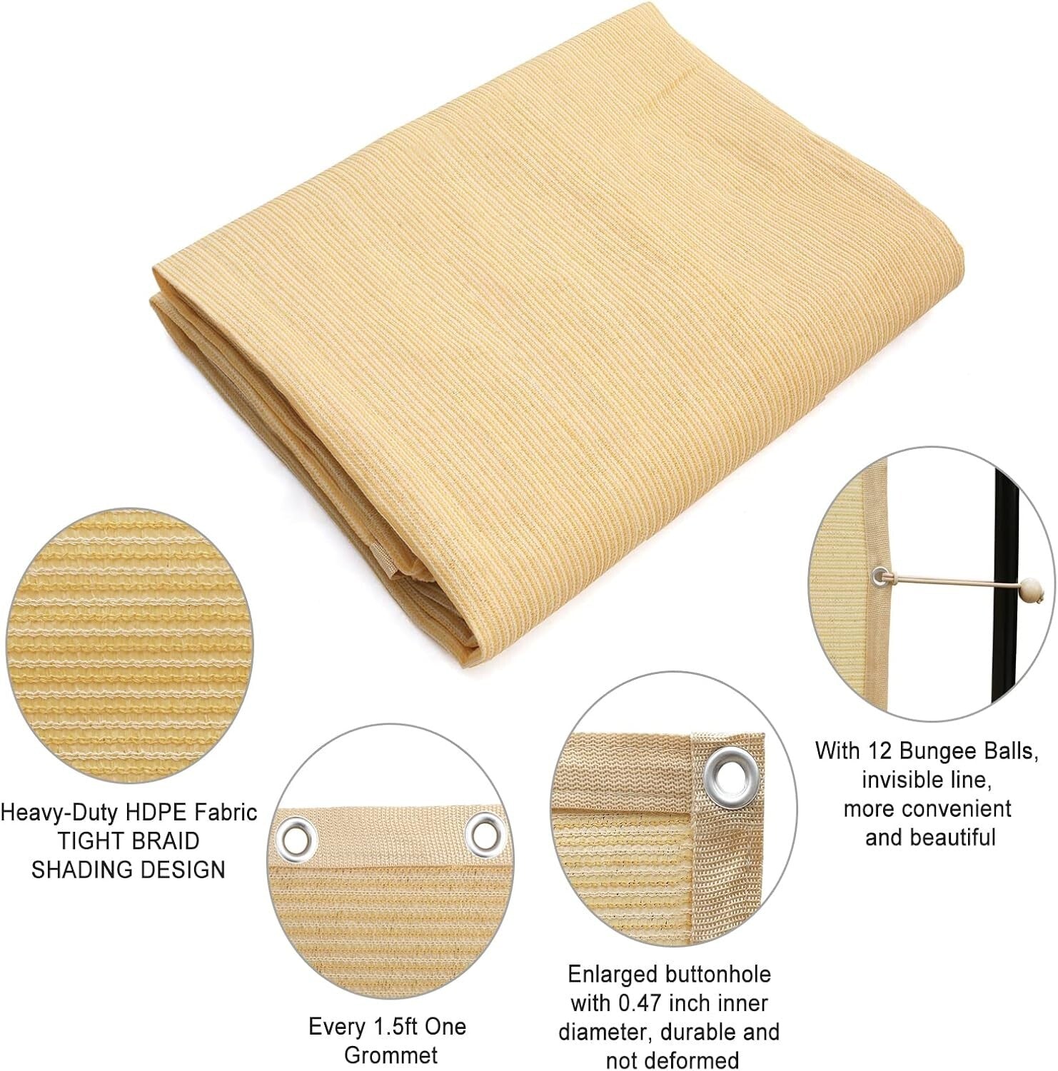 Easy-to-Install 6'x10' Shade Cloth with Grommets – Perfect for Weddings & Events