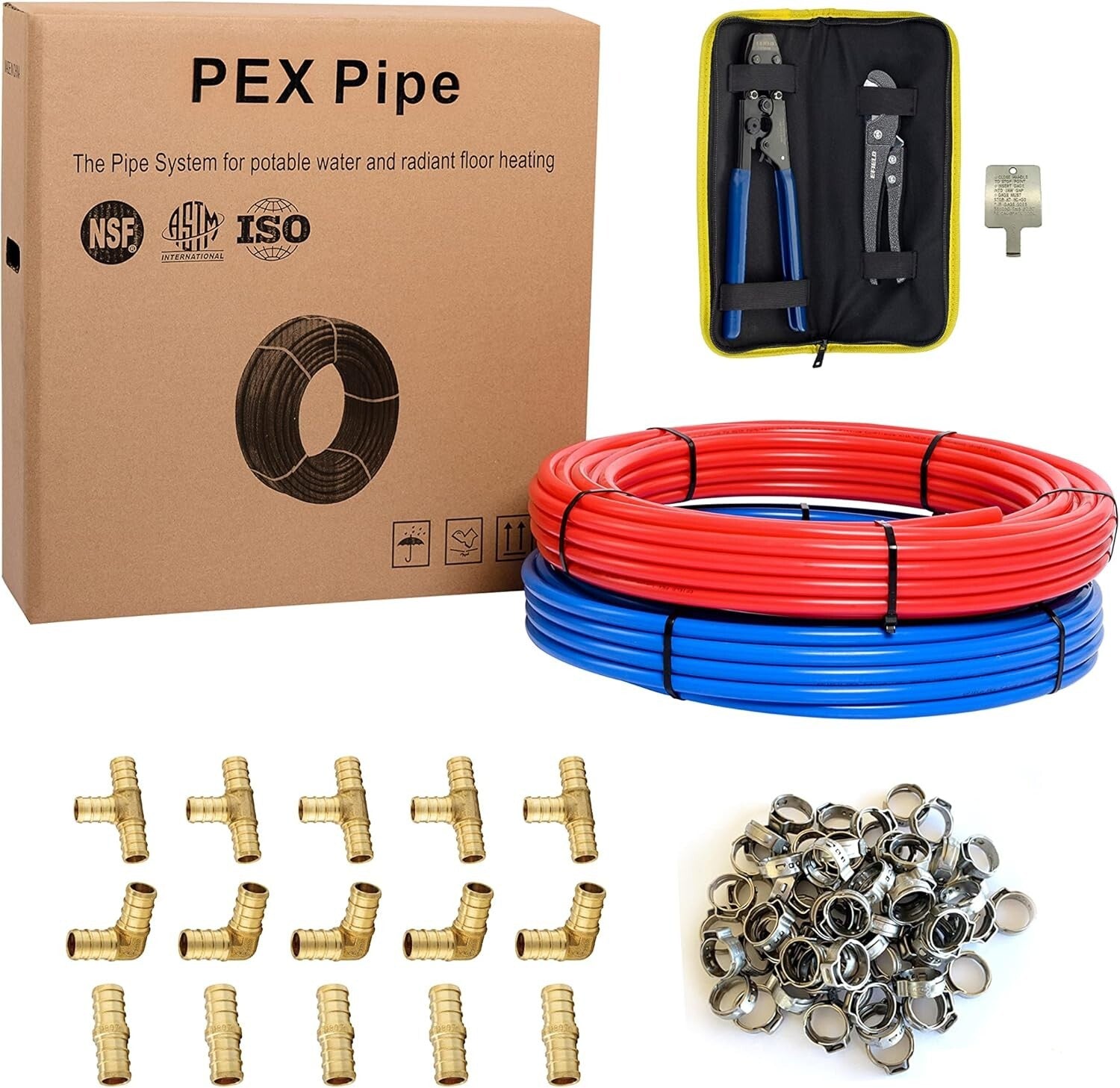 Complete Plumbing Solution: 1/2 Inch PEX-B Pipe, Brass Fittings, Cutter & More