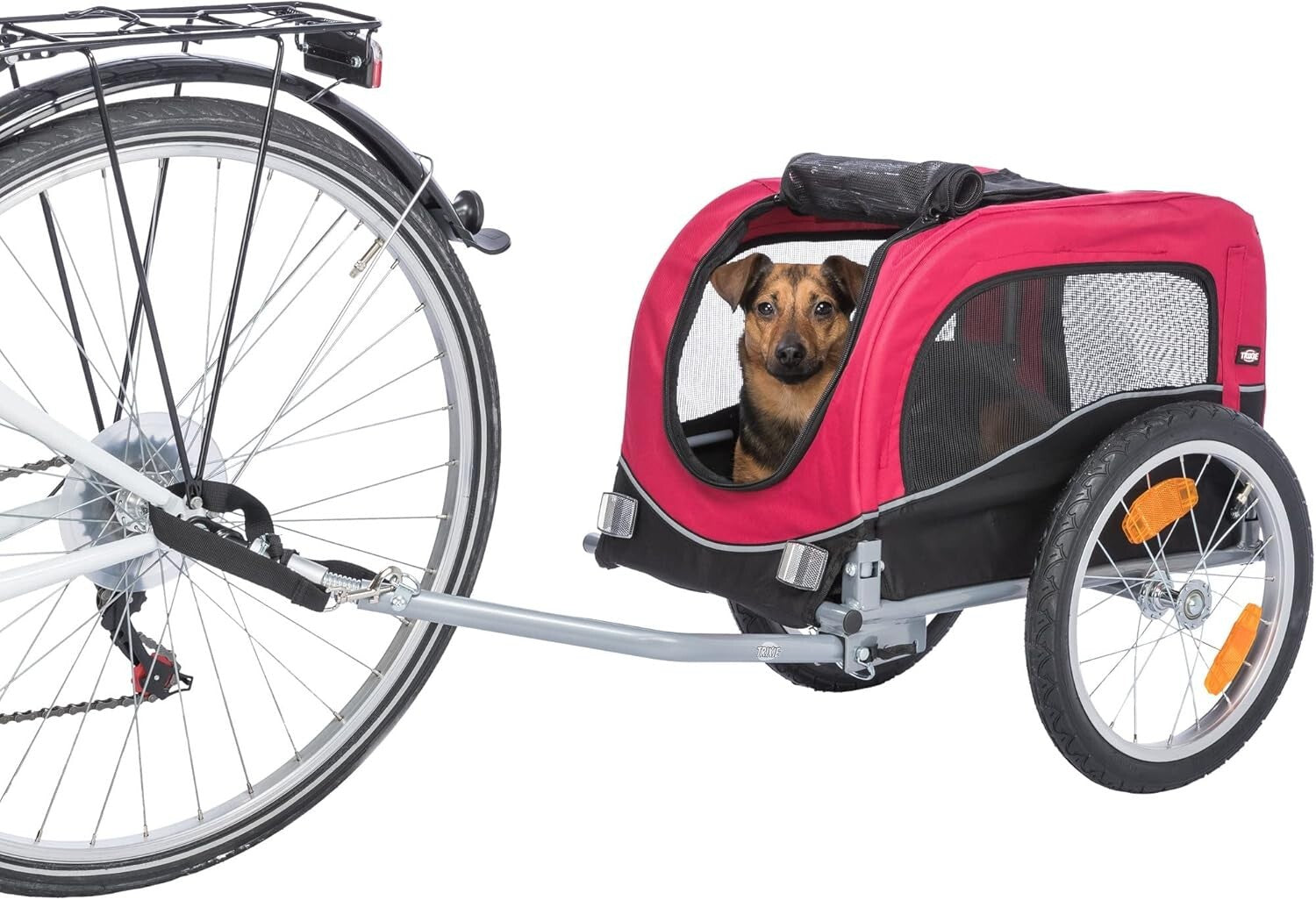 Dog Bike Trailer for Small Dogs Up to 33 lbs - Safety and Comfort in Red