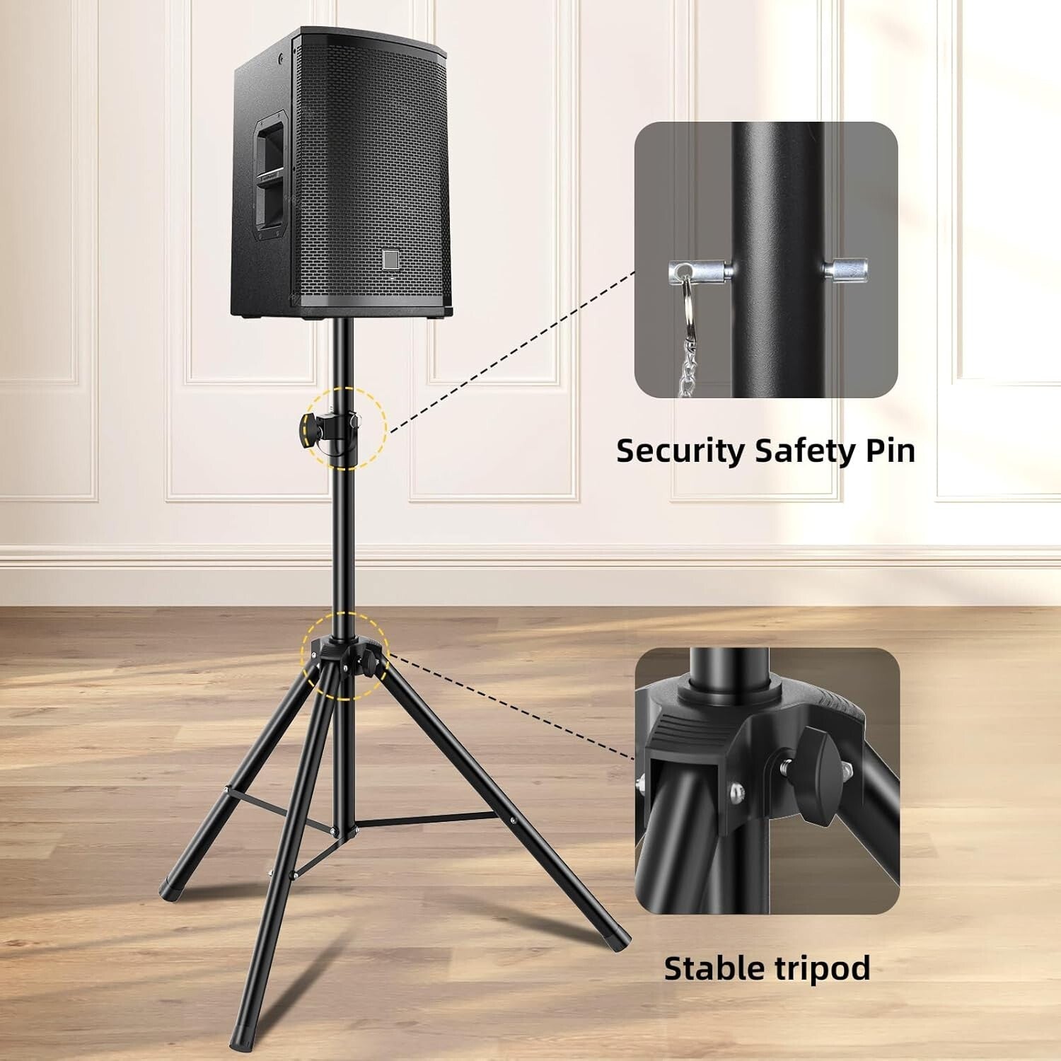Foldable Speaker Tripod Stands - Adjustable Height for PA and Studio Monitors