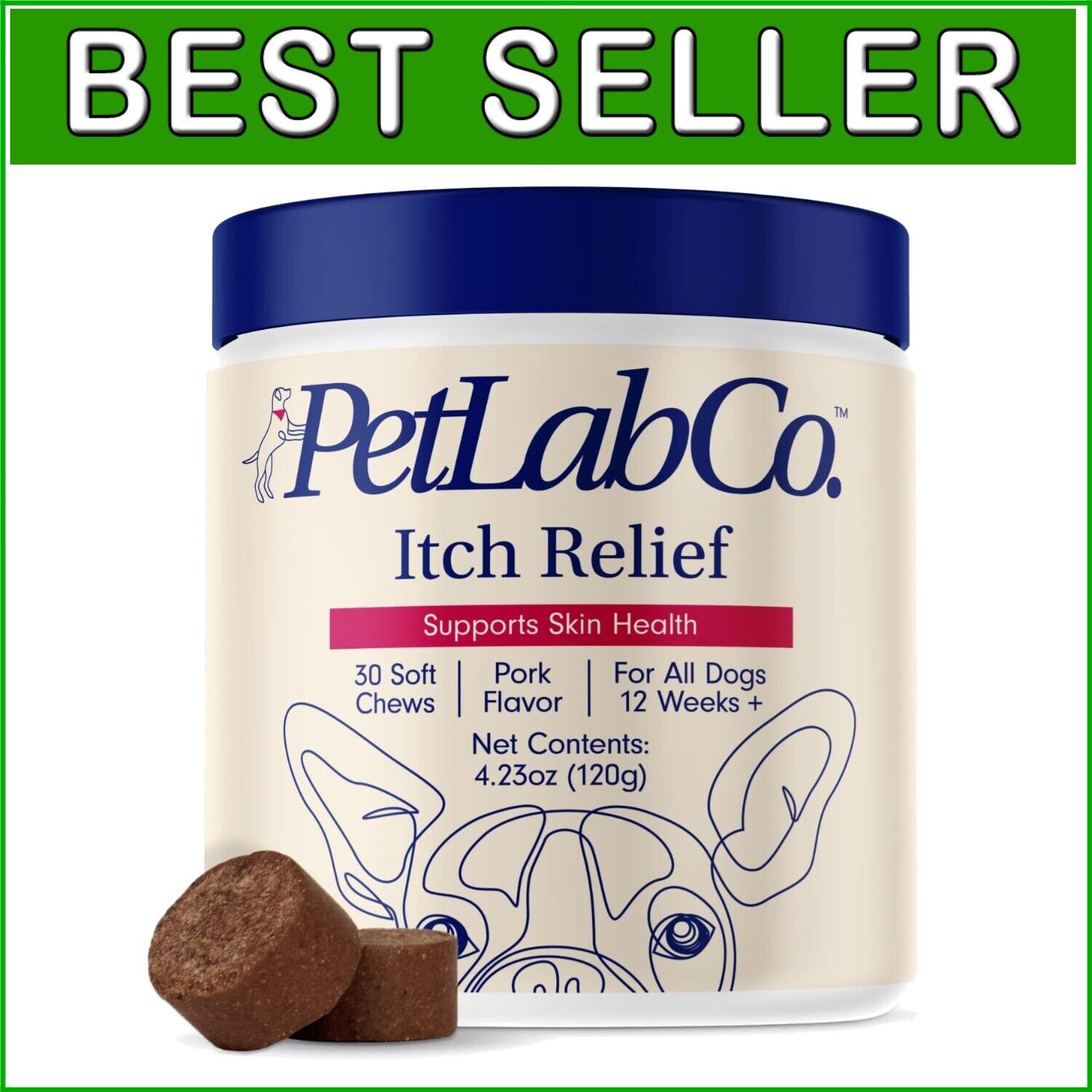 Itch Relief Chews for Dogs - Support Healthy Skin with Omega 3 & Turmeric