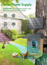 Load image into Gallery viewer, Solar Powered Bird Feeder with AI Camera - Capture Bird Moments in 1080P HD