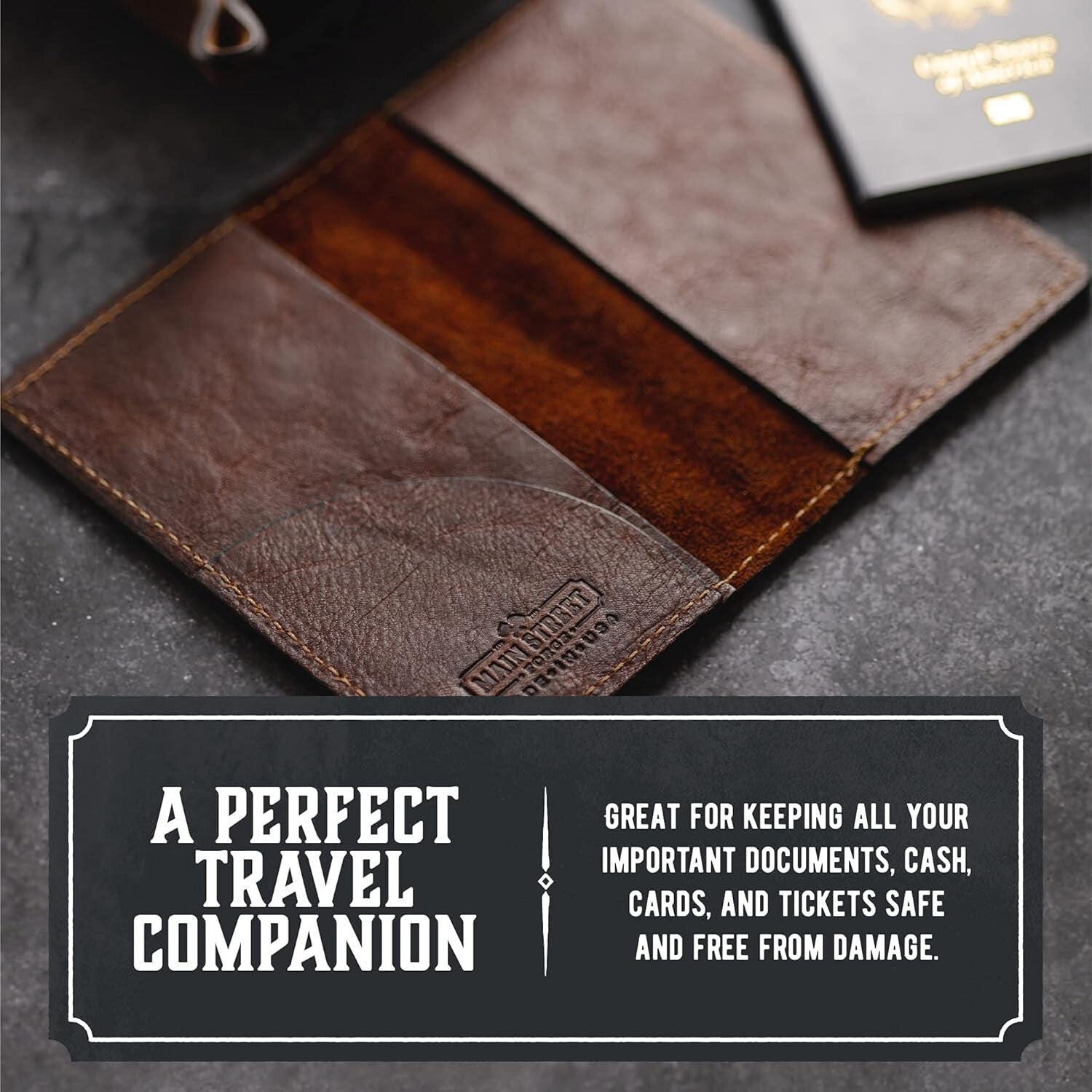 Elegant Leather Passport Holder for Men | Compact 3.5" x 5.5" Notebook Cover