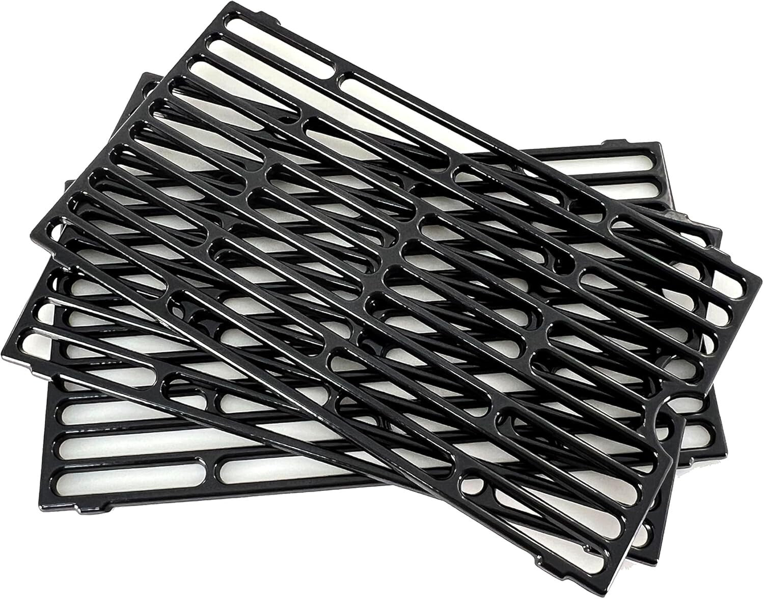 Heavy Duty 16 7/16" x 9 1/16" Grill Grates - Polished Porcelain Cast Iron Set