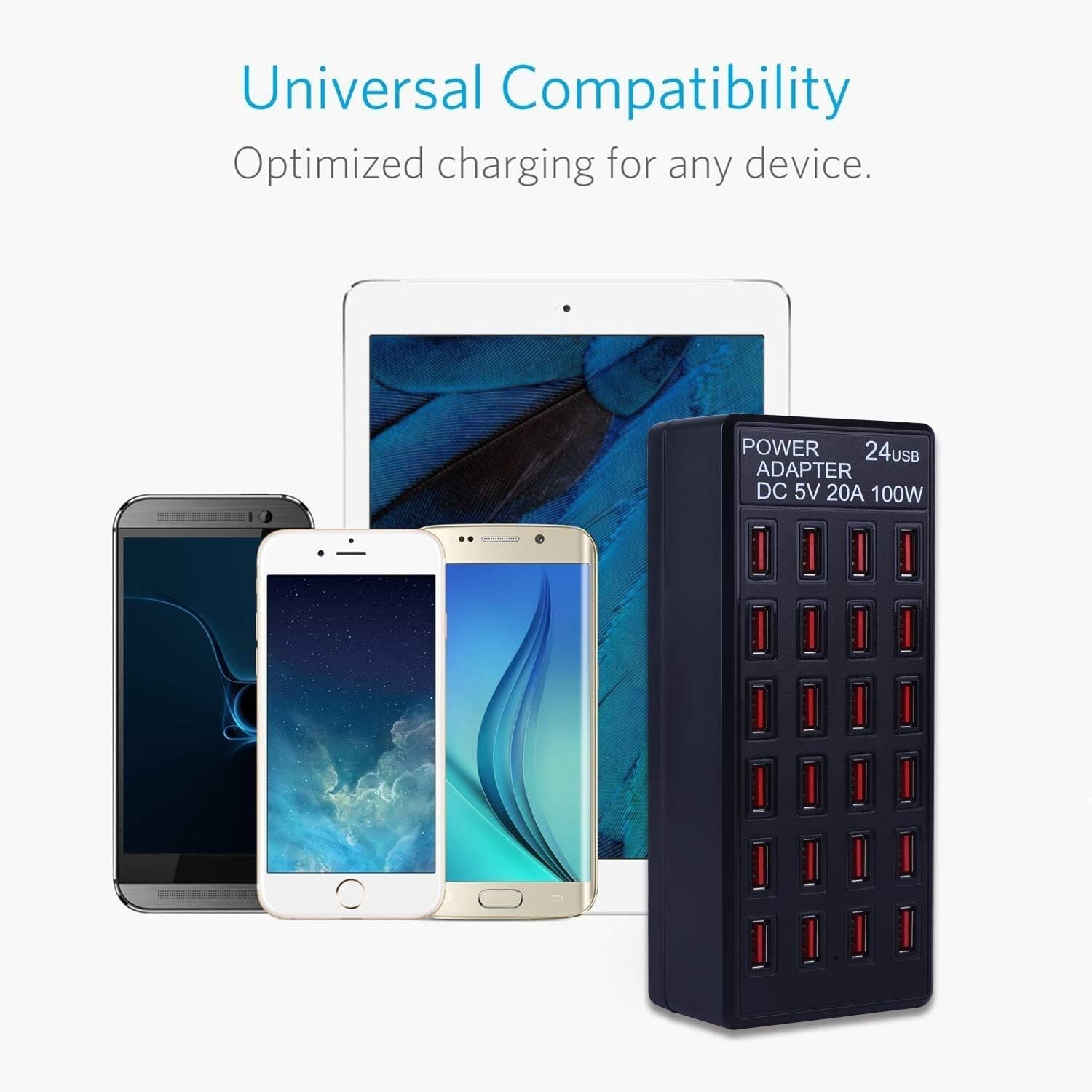 Portable 24-Port USB Fast Charging Station - Safe and Efficient for Travel