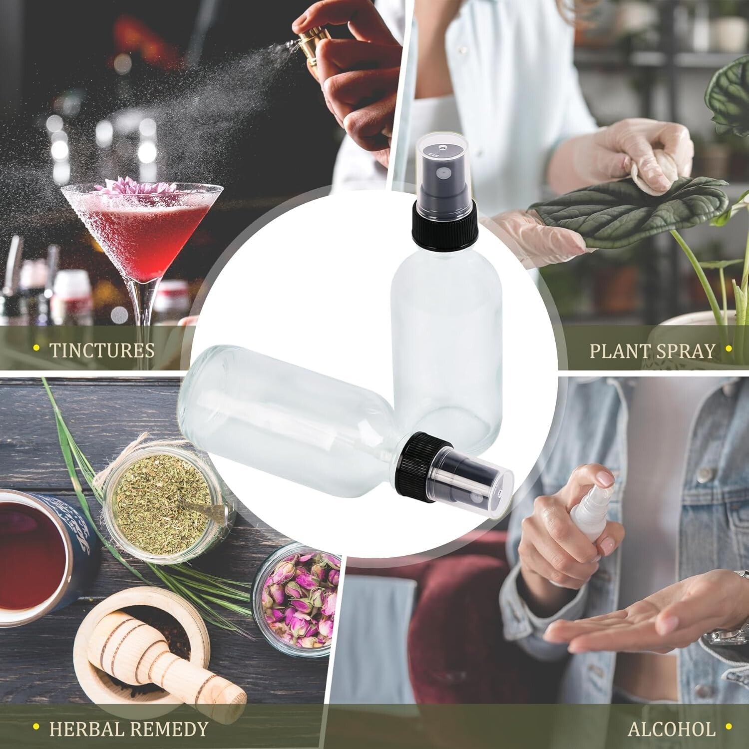 Durable 2 oz Clear Glass Mini Spray Bottles - Leakproof Design, 48 Pack