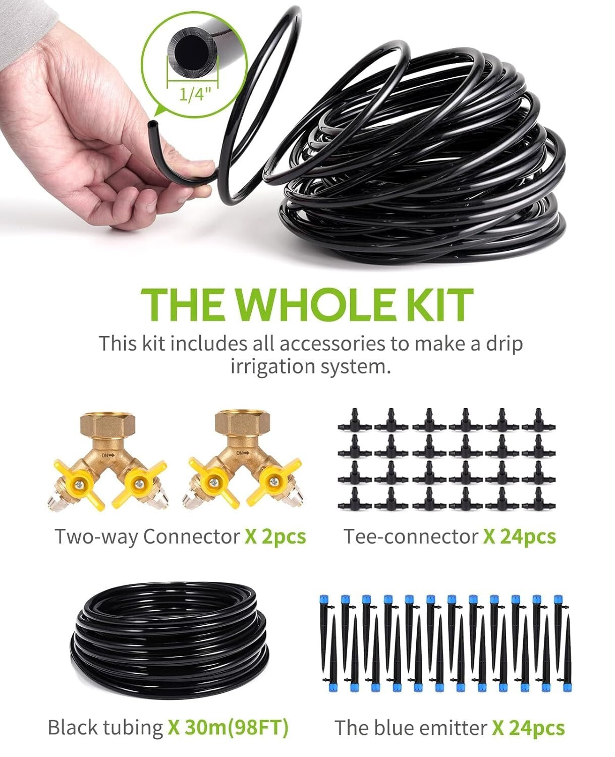 98.4ft Adjustable Drip Irrigation Kit for Efficient Plant Watering System