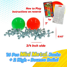 Load image into Gallery viewer, ASTM Tested Vintage Jacks Game – 12 Metal Sets with Bouncy Balls for Safe Play