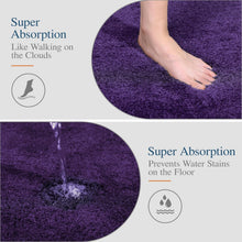 Load image into Gallery viewer, Large Dark Purple Bathroom Rug - Shaggy Microfiber, Extra Absorbent &amp; Washable