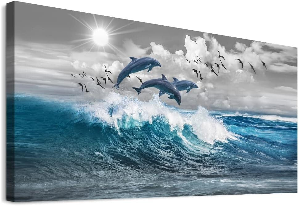 Elegant 40'' x 20'' Blue Sea Canvas Art - Perfect Wall Décor for Home or Office