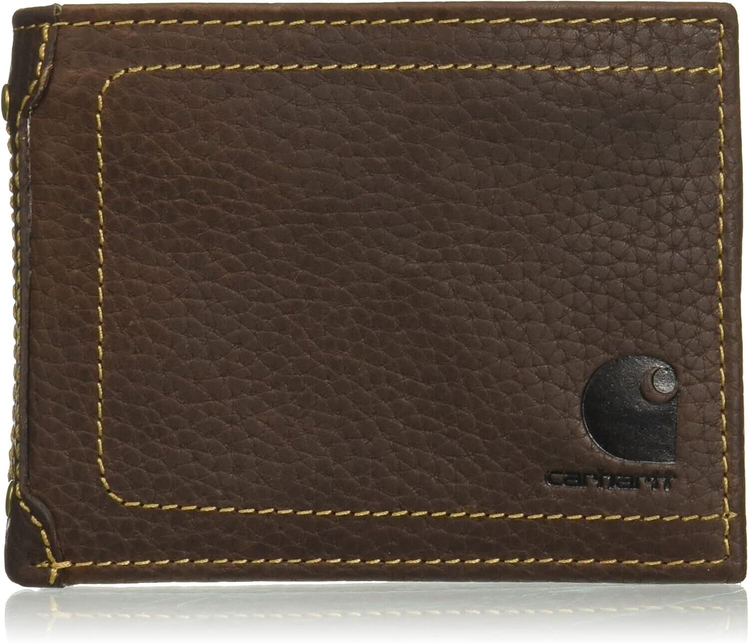 Functional Brown Leather Wallet with Zippered Billfold and Removable Passcase