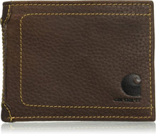 Load image into Gallery viewer, Functional Brown Leather Wallet with Zippered Billfold and Removable Passcase