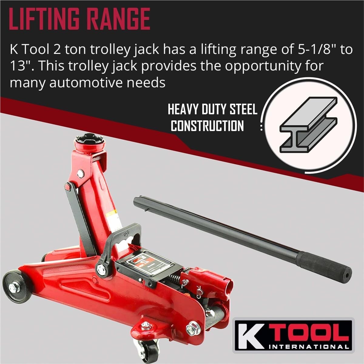 2 Ton Hydraulic Floor Jack - Compact Design for Easy Storage and Maneuverability