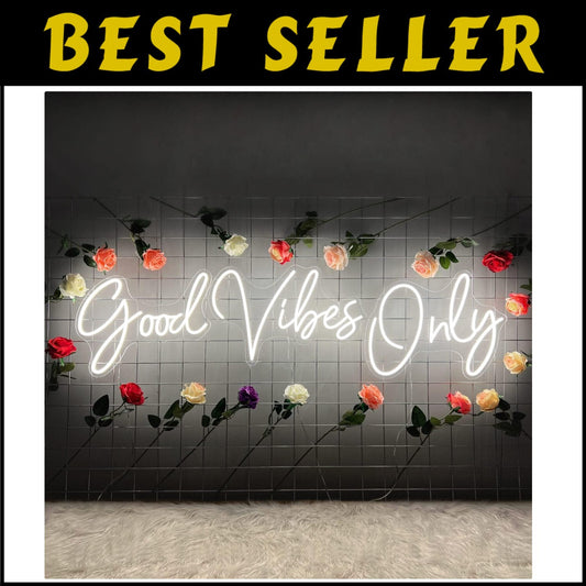Easy Install 'Good Vibes Only' Neon Sign - 3-Piece LED Light for Unique Ambiance