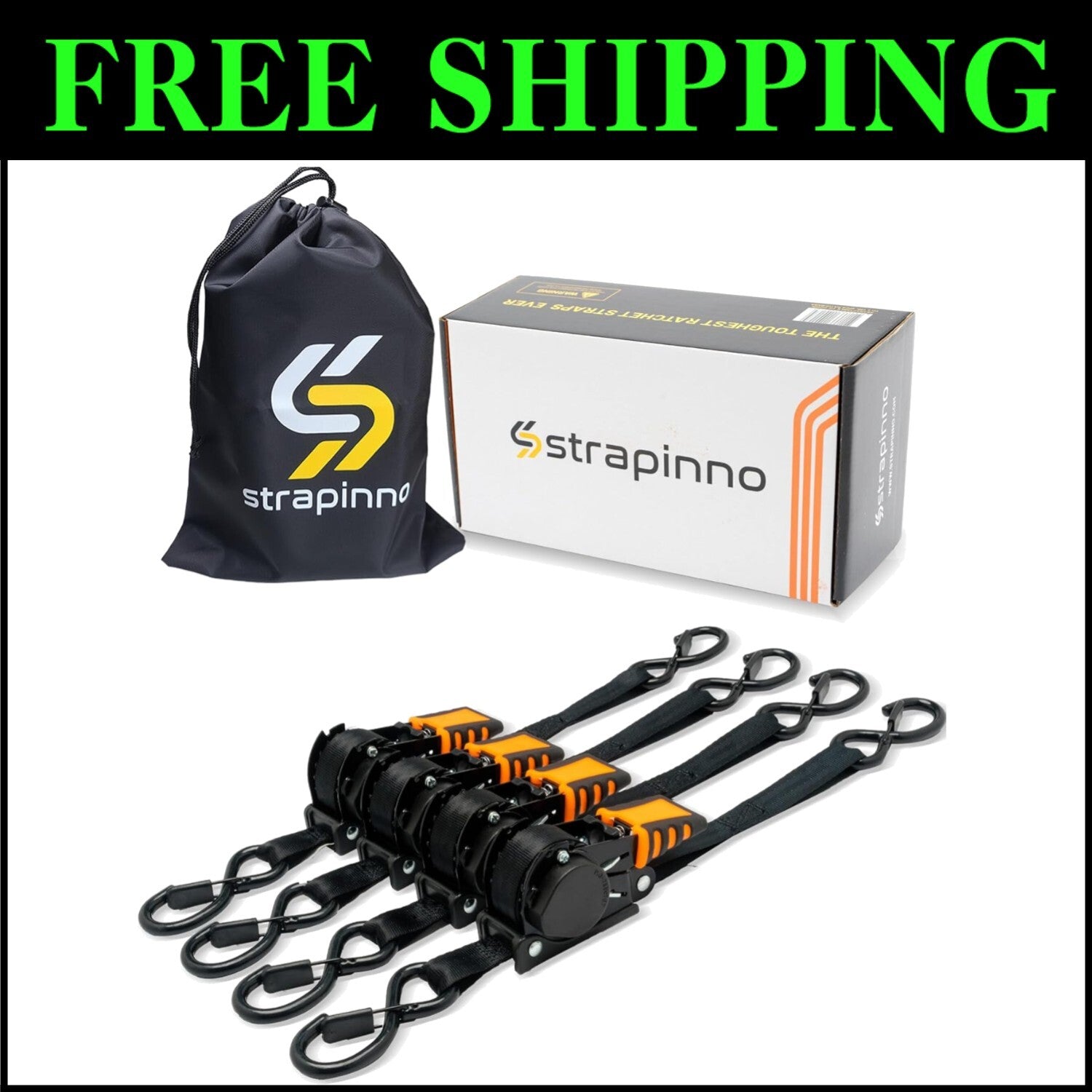 Durable 1 in x 10 ft Tie-Down Straps, 500lbs Load Limit - Ultimate Reliability