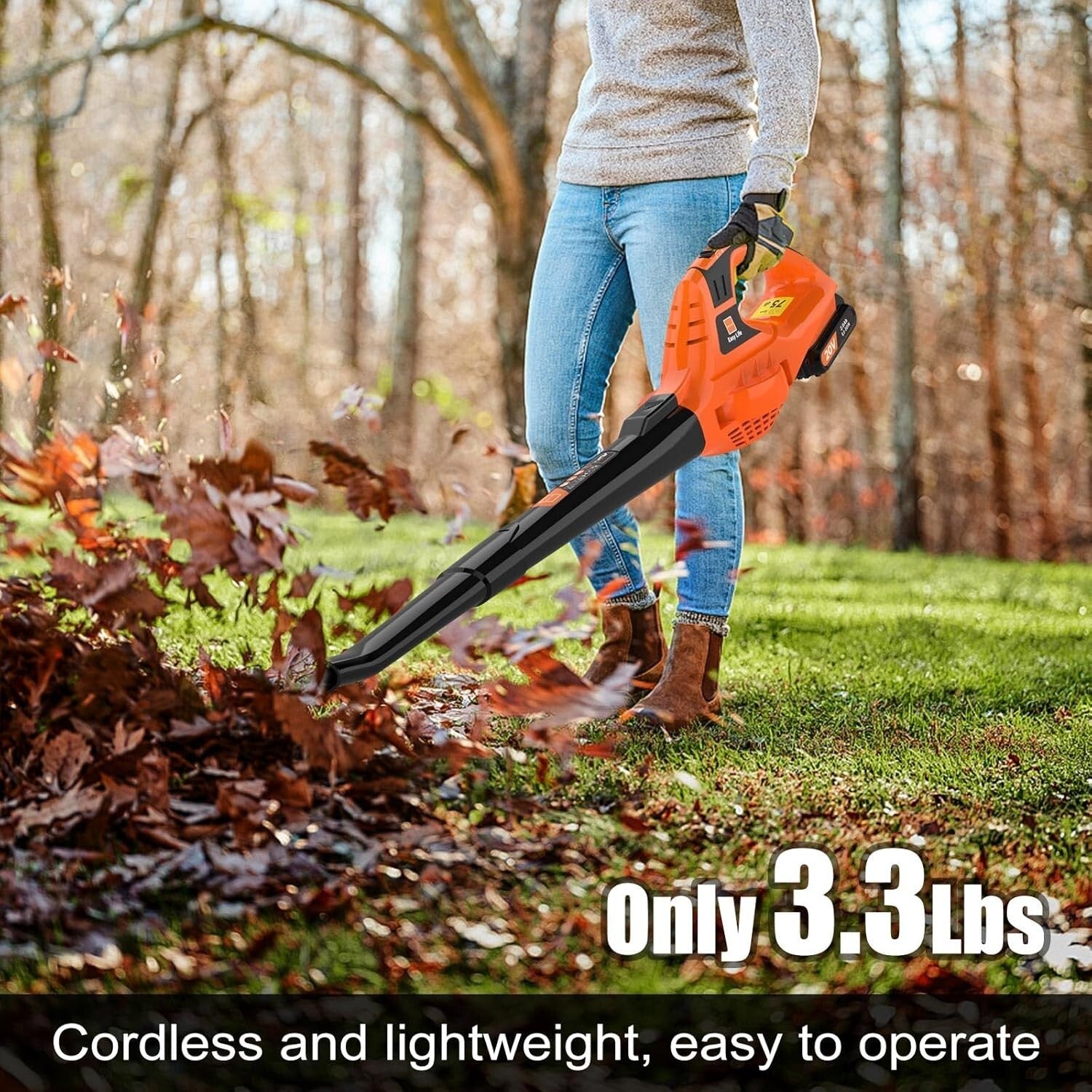 Portable 21V Leaf Blower with Fast Charger - Ideal for Yard and Sidewalk Cleanup