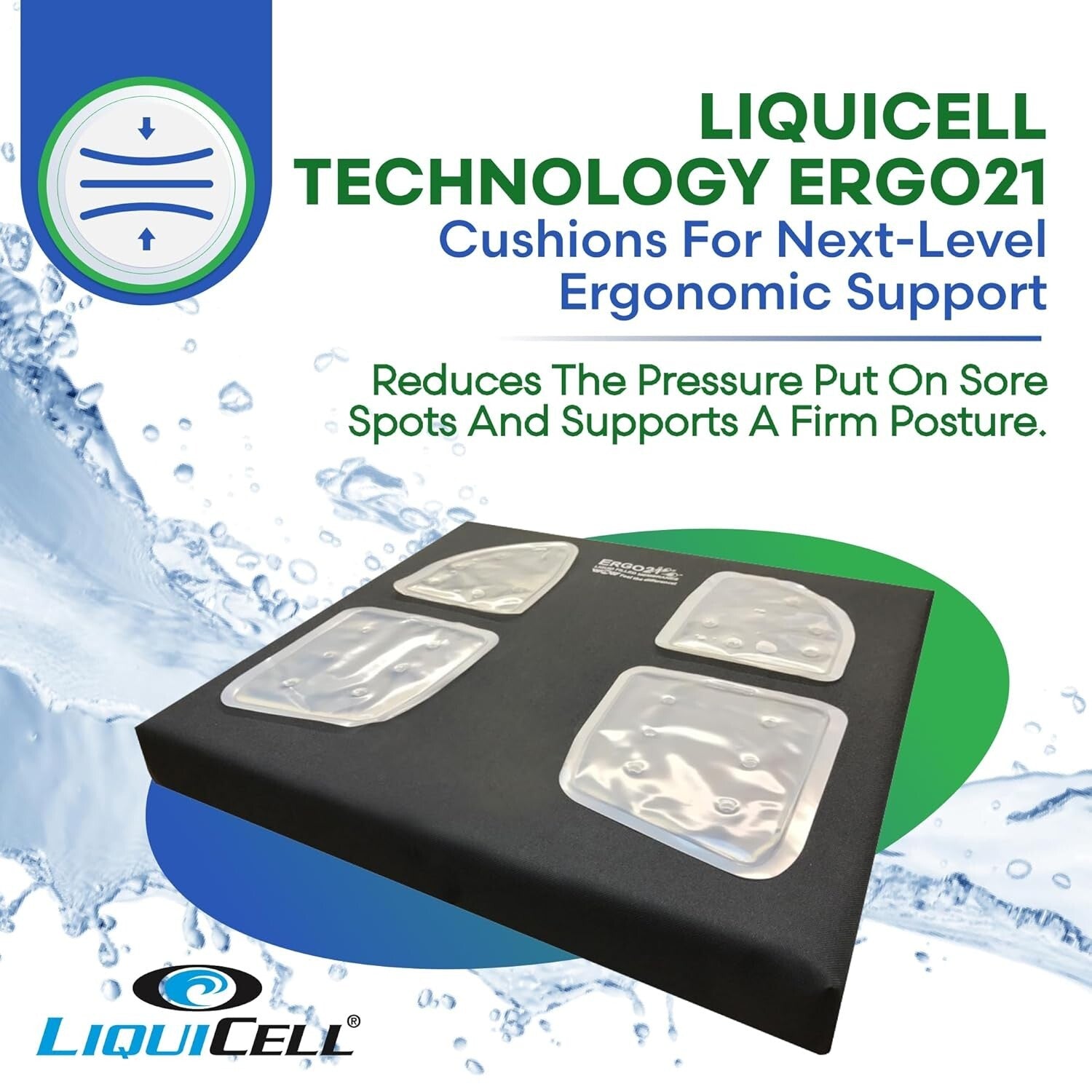LiQuiCell Sports Cushion - Ergonomic Support for Back Pain and Pressure Relief