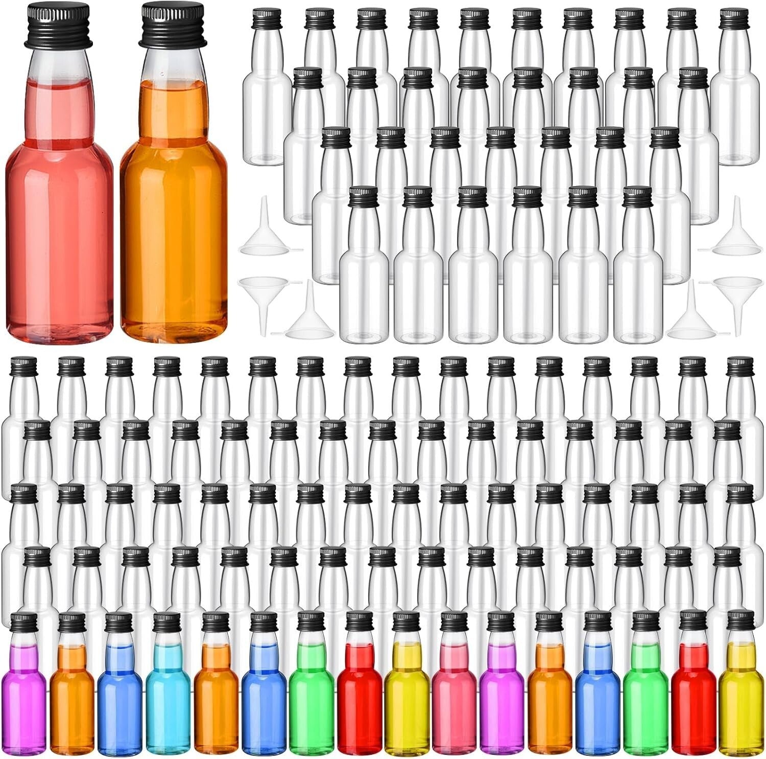 120-Pc Mini Liquor Bottles - Airtight Shot Bottles with Funnels for Events