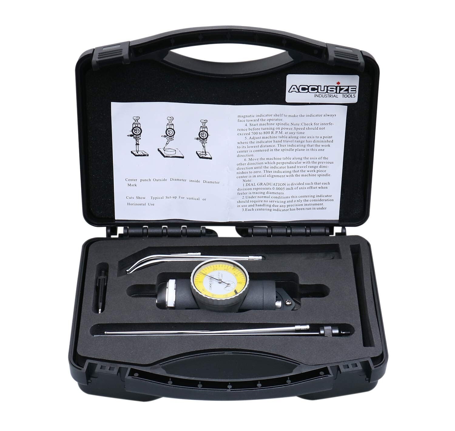 Versatile Co-Ax Centering Indicator with Yellow Dial & Fitted Case - 1.54 lbs