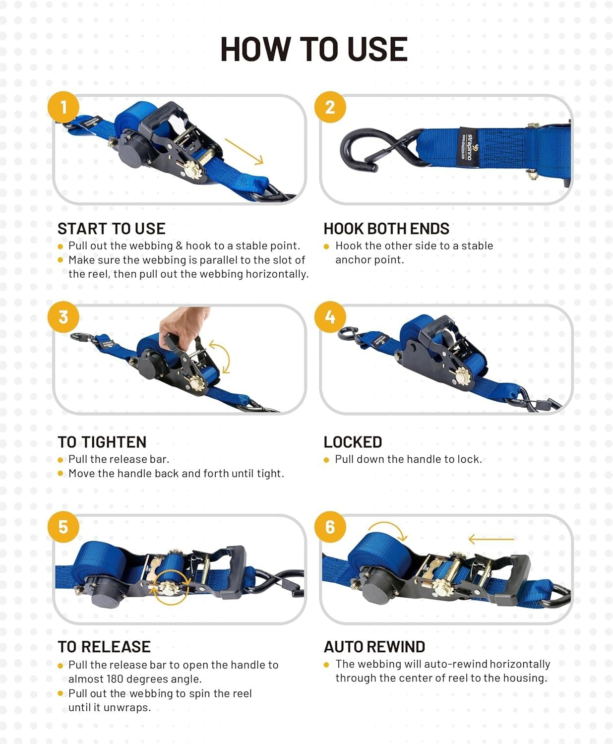 5,000 lbs Breaking Strength Ratchet Tie-Downs - Compact & Secure for Adventures