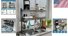 Load image into Gallery viewer, 3-Tier Over Sink Dish Drying Rack - Adjustable Stainless Steel Organizer