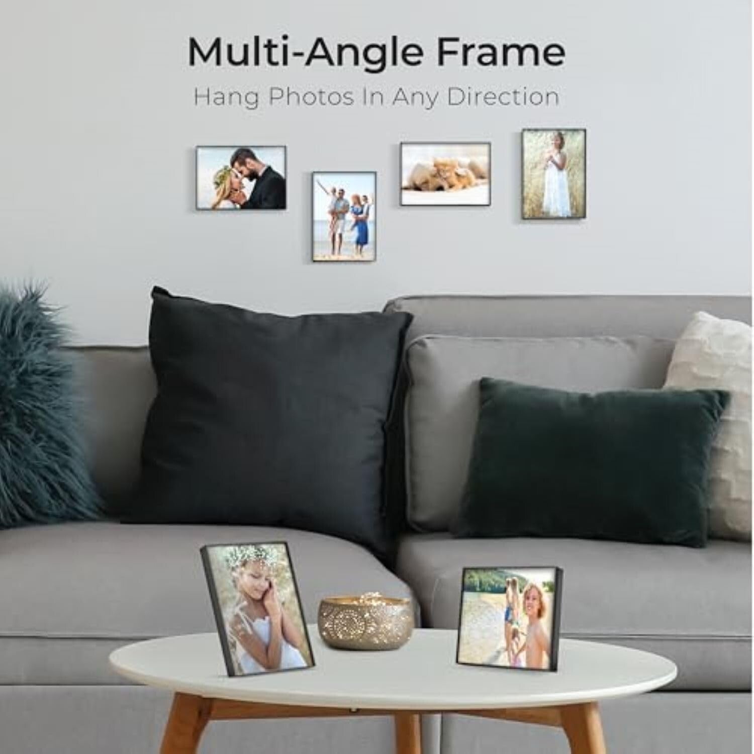 Durable Black Picture Frame Set - 6-Pack Front Loading, Easy Photo Changes
