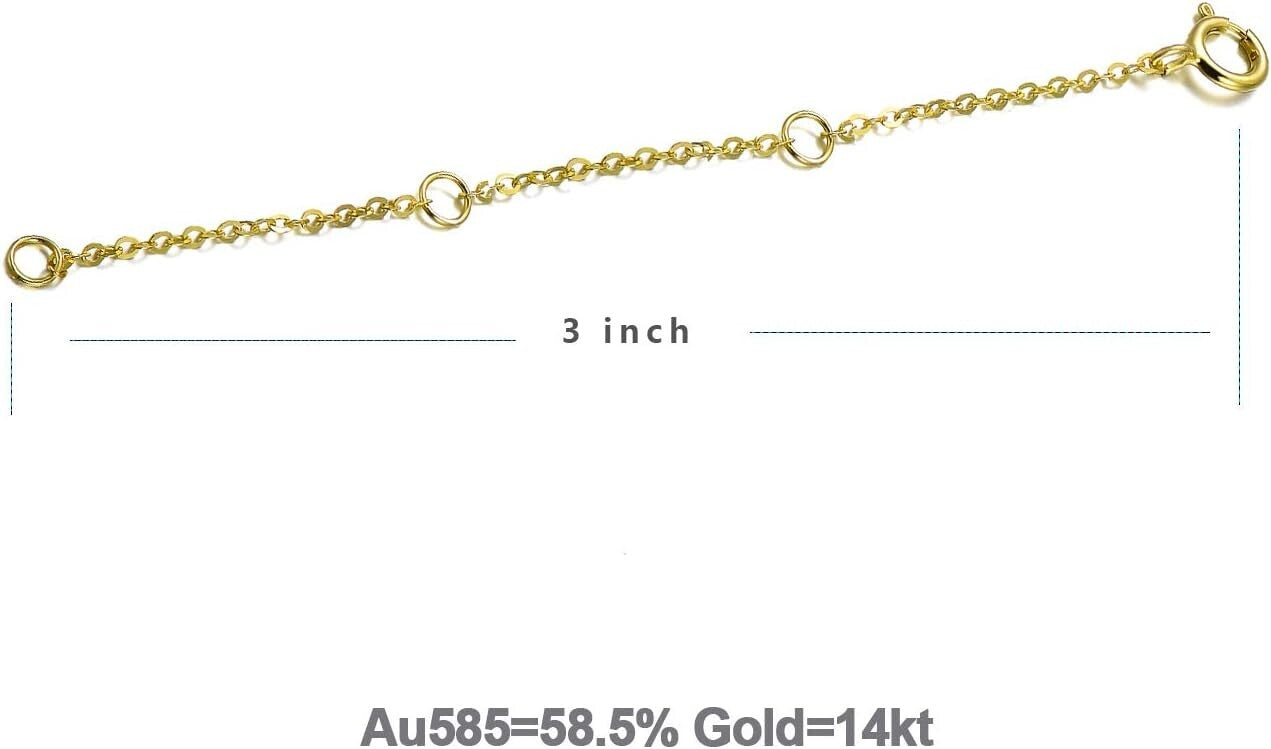 14K Gold Adjustable Necklace Extender 2-4 Inch for Elegant Jewelry Versatility