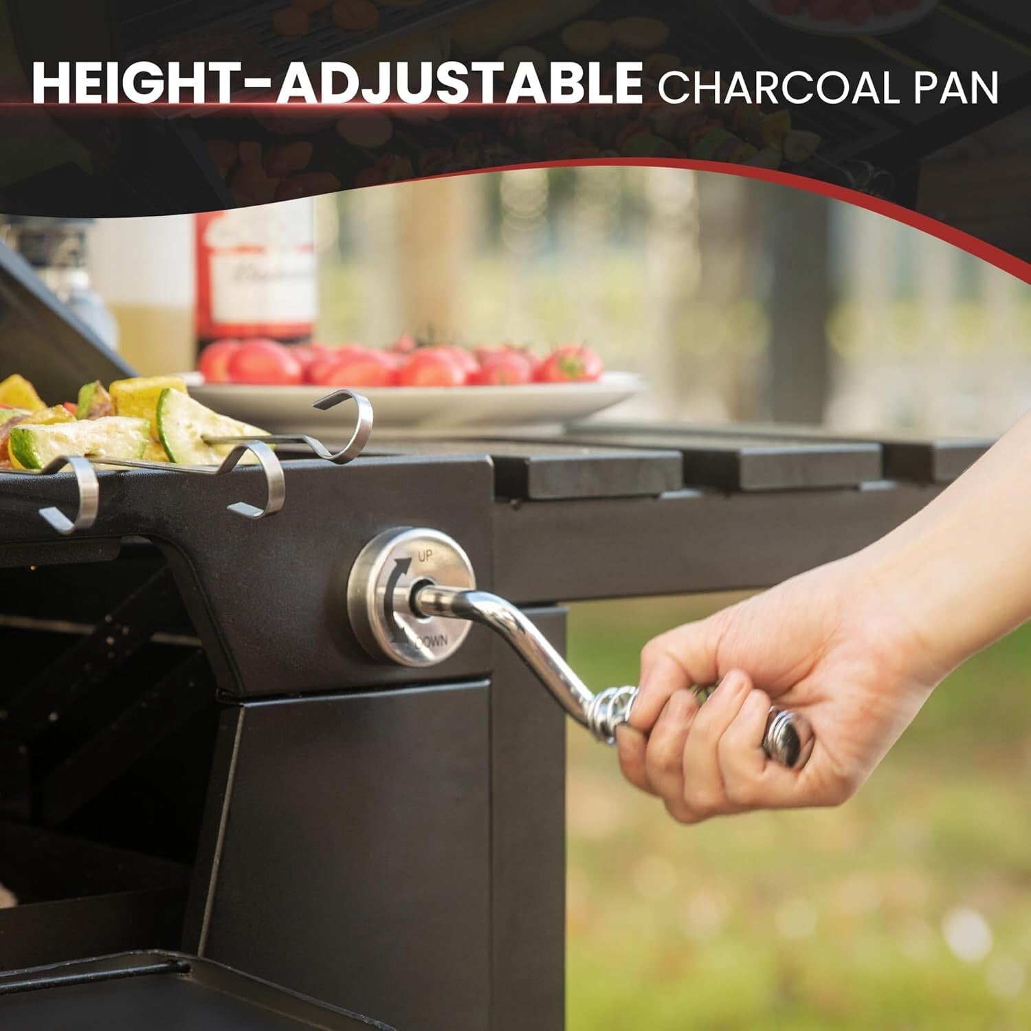 Charcoal Grill with Adjustable Height & Collapsible Tables - Perfect for Picnics