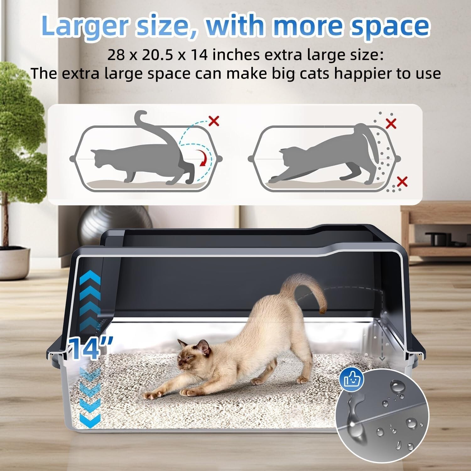 Super Large 28''L Stainless Steel Litter Box for Comfort & Hygiene - XXXL Design