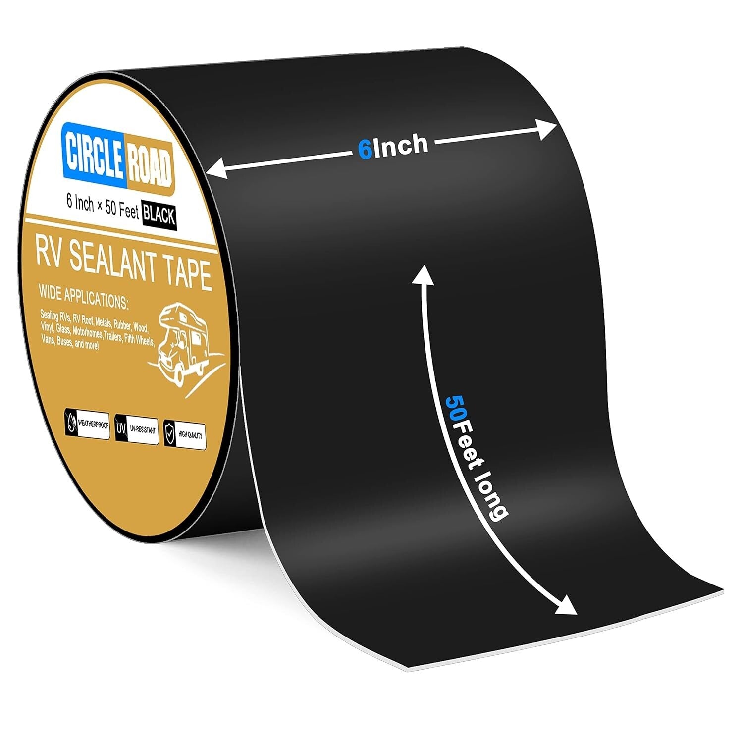 Flexible 6In-50FT Butyl Sealant Tape - Perfect for RV Roof and Outdoor Repairs